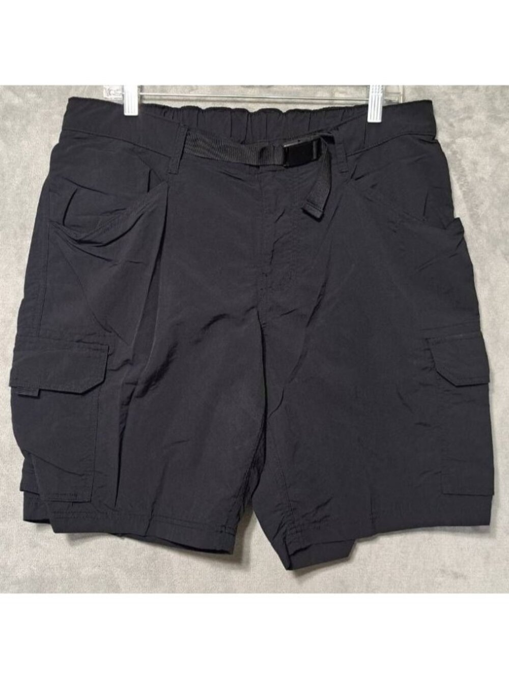 Lands’ End Medium 32-34 Cargo Shorts Black Adjustable Waist Utility Style